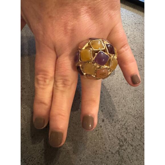 Chanel Purple Pink Yellow Gripoix Ring CGHW 07A 6.5 Authentic CoA - Picture 6 of 6